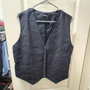 Quince European Linen Vest in Black